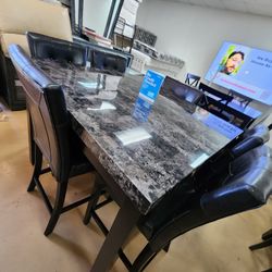 Marble Counterheight Dining Set With 6 Chairs! REAL PRICE