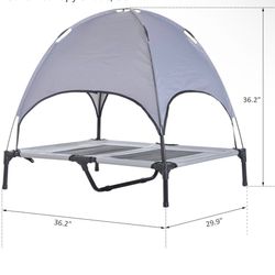 😀 PawHut Elevated Portable Dog Cot Cooling Pet Bed with UV Protection Canopy Shade, 36 inch