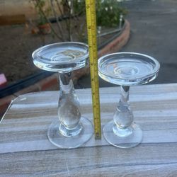 Set candle holders heavy glass