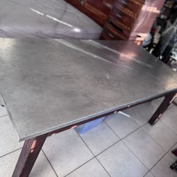 Stainless Steel Top Dining Room Kitchen Table 