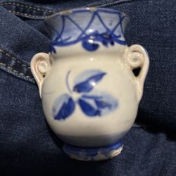 Vintage Italian Hand-Painted Miniature Pottery Vase – Signed