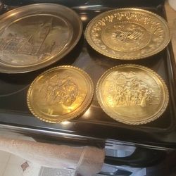 Antique Brass Collector Trays For Decorative Pieces