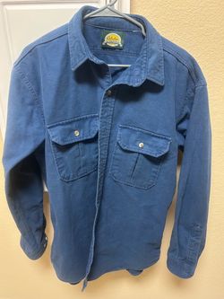 Cabela’s Vintage Deerskin Soft Chamois Shirt/Jacket Blue heavy weight flannel Men’s XLT