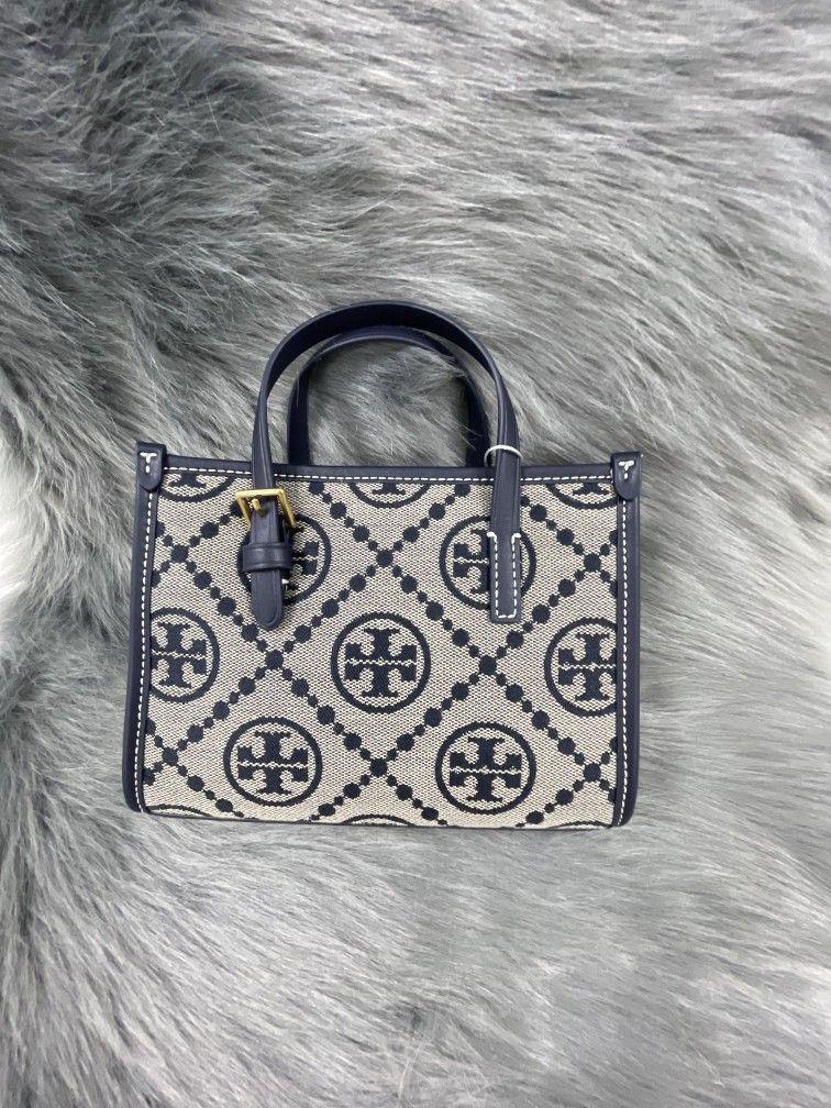 Tory Burch Mini T Monogram Tote Navy