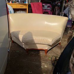 Cream Leather Corner Loveseat