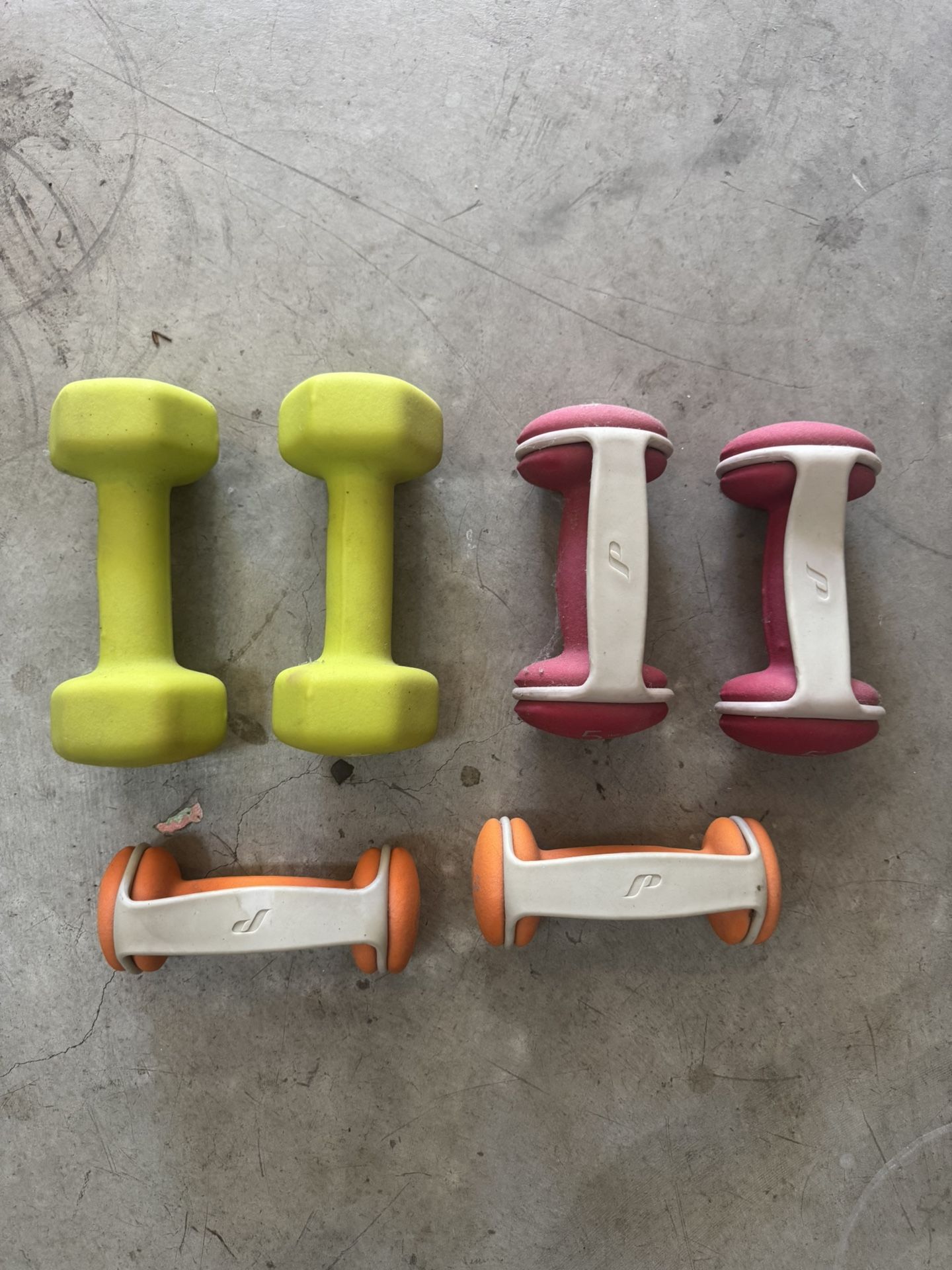 8, 5 And 3 Lb Colored Neoprene Coated Dumbbell Weights