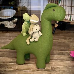 Sekikagu Plush Stool Animal Dinosaur Load Capacity 80kg Cotton Knitting Green