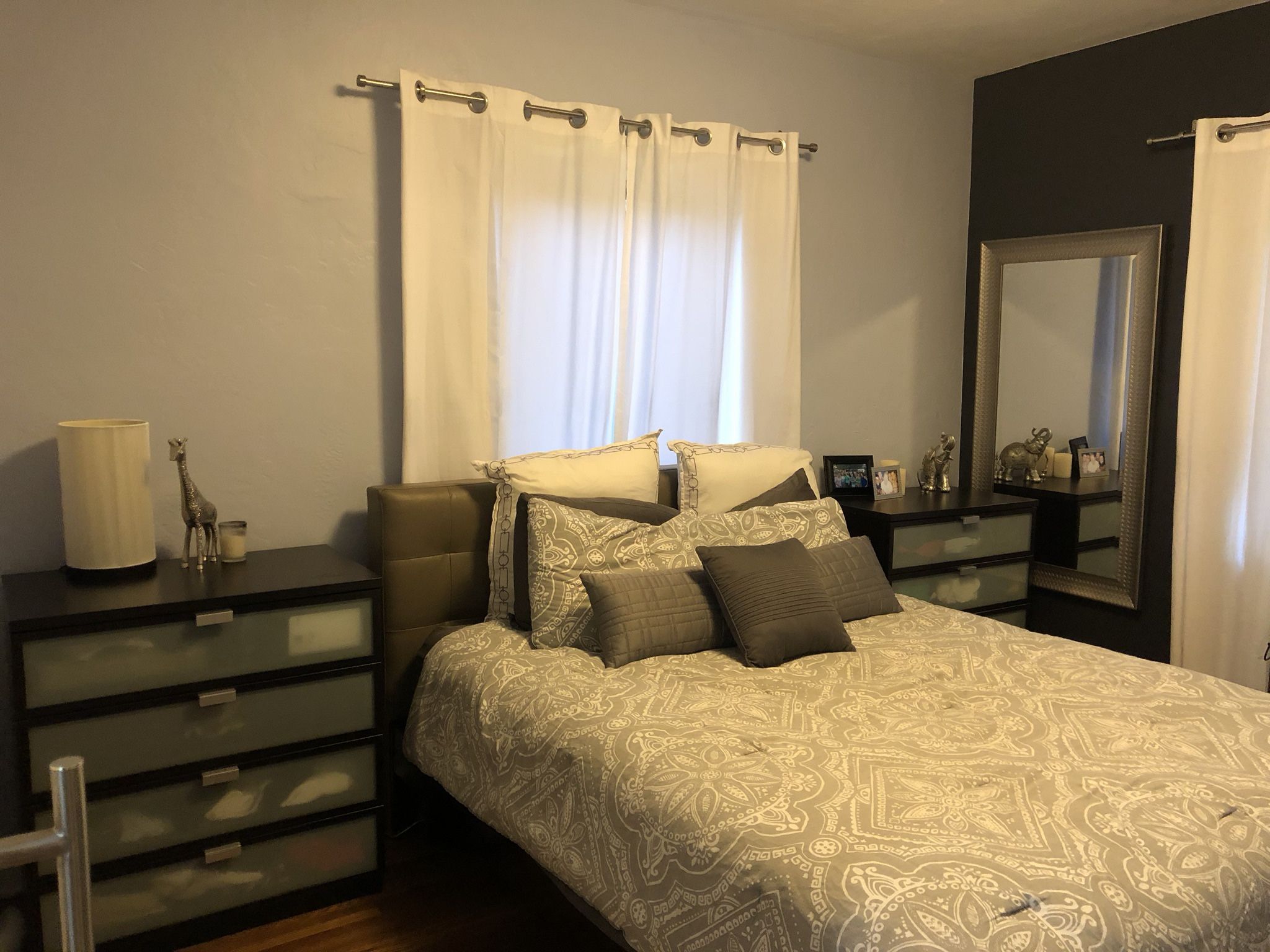 West Elm Queen Grid tufted Leather headboard