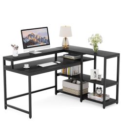 All New Reversible L Shaped Computer Desk With Shelves 