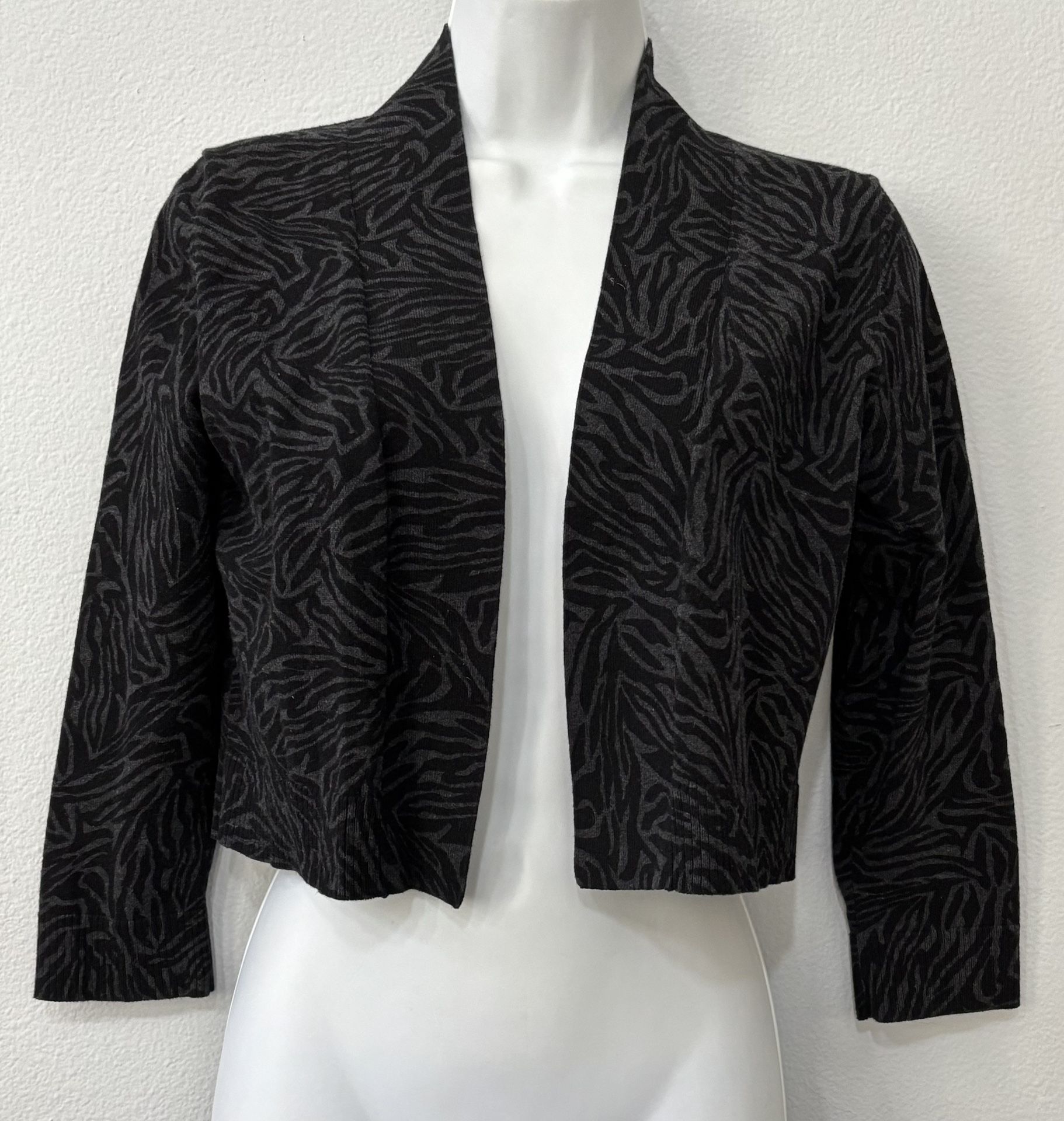 womens Calvin Klein knit black/gray zebra print cardigan shrug - size S
