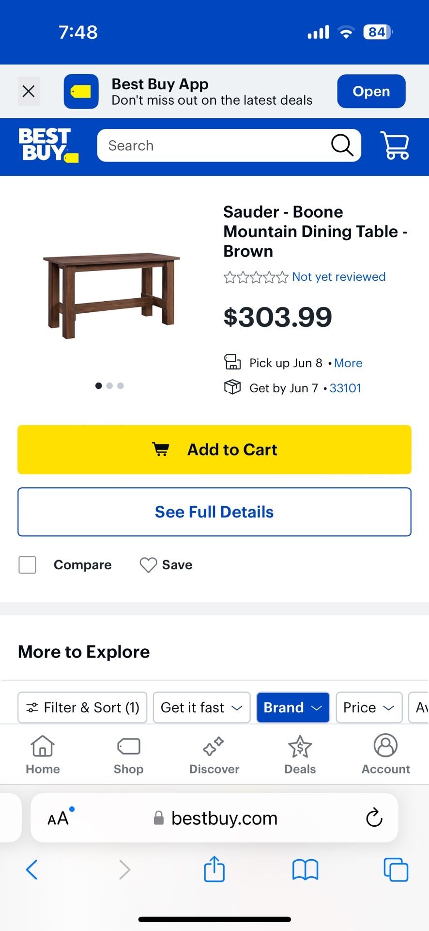 Sauder Counter Height Dinette Table