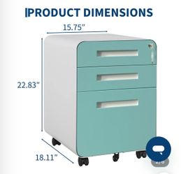 Garvee 3 Drawer Rolling File Cabinet with Lock, Carbon Steel Storage Cabinet for A4, Letter, Legal File Folders