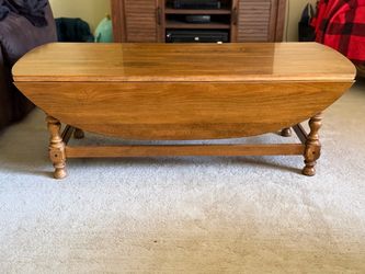 Ethan Allen Drop-Leaf Coffee Table – Solid Wood
