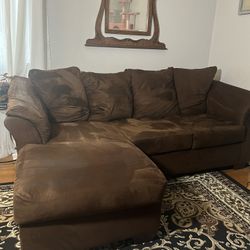 Brown faux suede Sectional Sofa