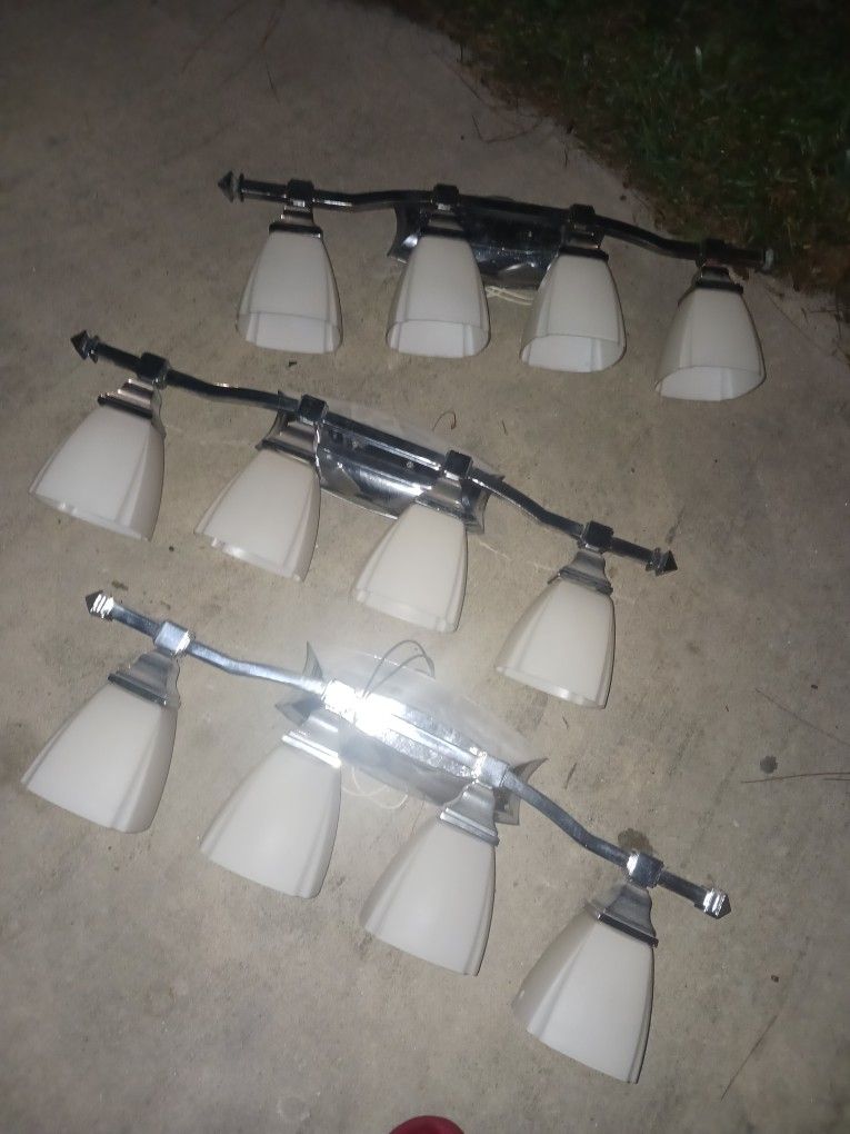 2 Left Gorgeous Bath Room Lite Fixtures Glass An Stainless Steel Made 15 Each 30 Both Firm