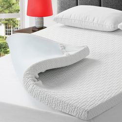 bedluxury 3 Inch Full Size Mattress Topper Gel Memory Foam, High Density Soft Foam Mattress Pad Cover for Pressure Relief, Bed Topper with Removable B