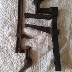 2 Vintage Antique Bar Clamps