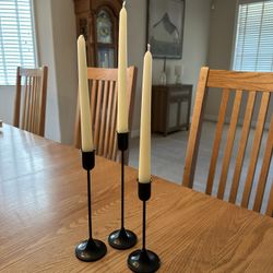 Taper Candle Holders With Candles - Set Of 3 $10 - NEW