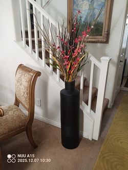 Quality Large Heavy Vase With Artificial Flower Arrangement 65" Height Vase Is 35" Tall