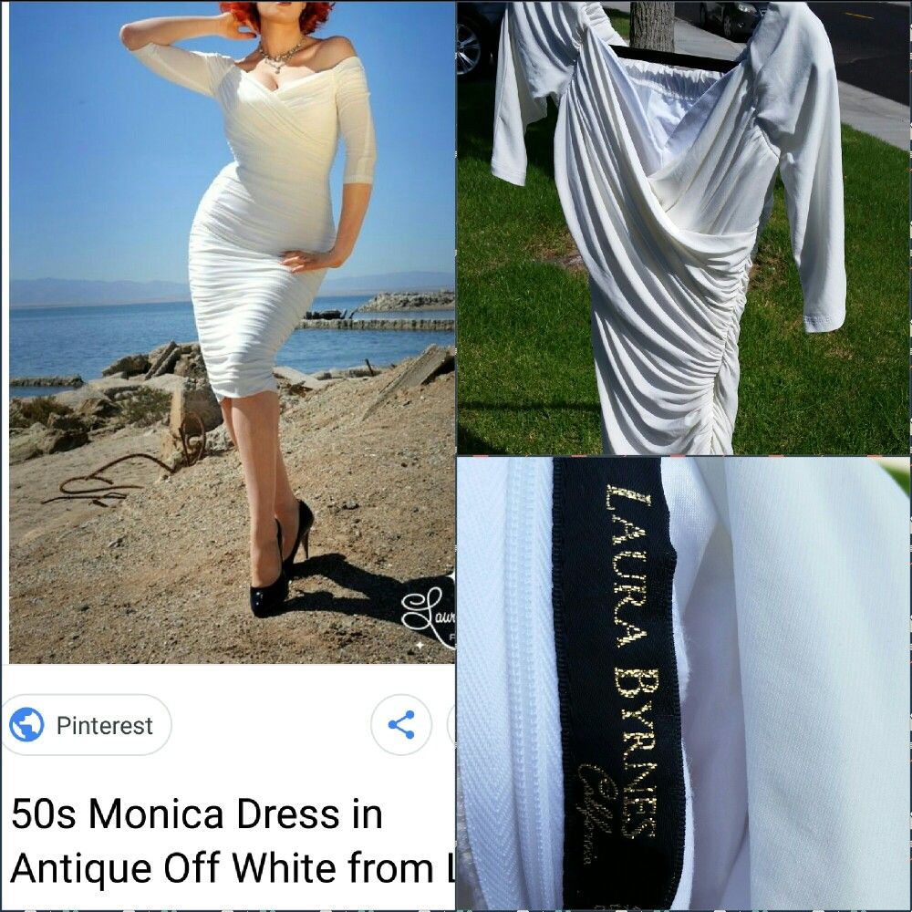 Laura Byrnes California Monica wiggle dress in off-white