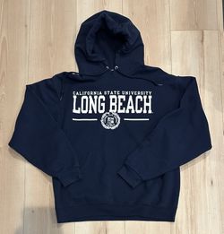 Cal State Long Beach (CSULB) Blue Pullover Hoodie - Size MEDIUM (M)- Used, Good Condition