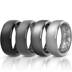 Egnaro Silicone Rings for Men, 1 ring/4 rings Mens rubber wedding bands with Breathable Design