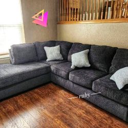 Dark Gray Color L Shape 2 Piece Cozy Altari Sectional Sofa| Brand New Ashley Furniture @ Delivery 🚚