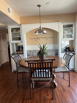 Round Wood Dining Table with 4 Chairs