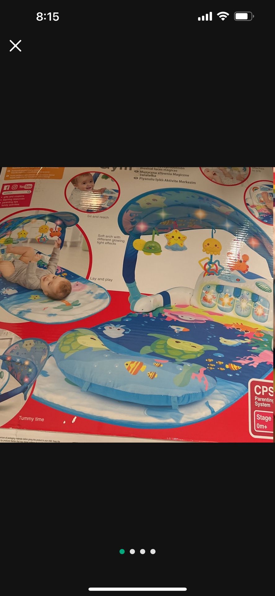 Baby Gym Play Mat, Play Piano Gym with Tummy Time Activity Mat, Musical Activity Center for Infants Toddlers