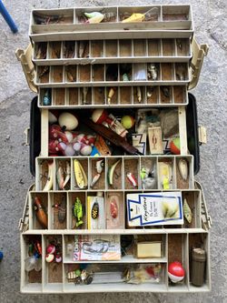 Vintage Plano Fishing Box With All Items