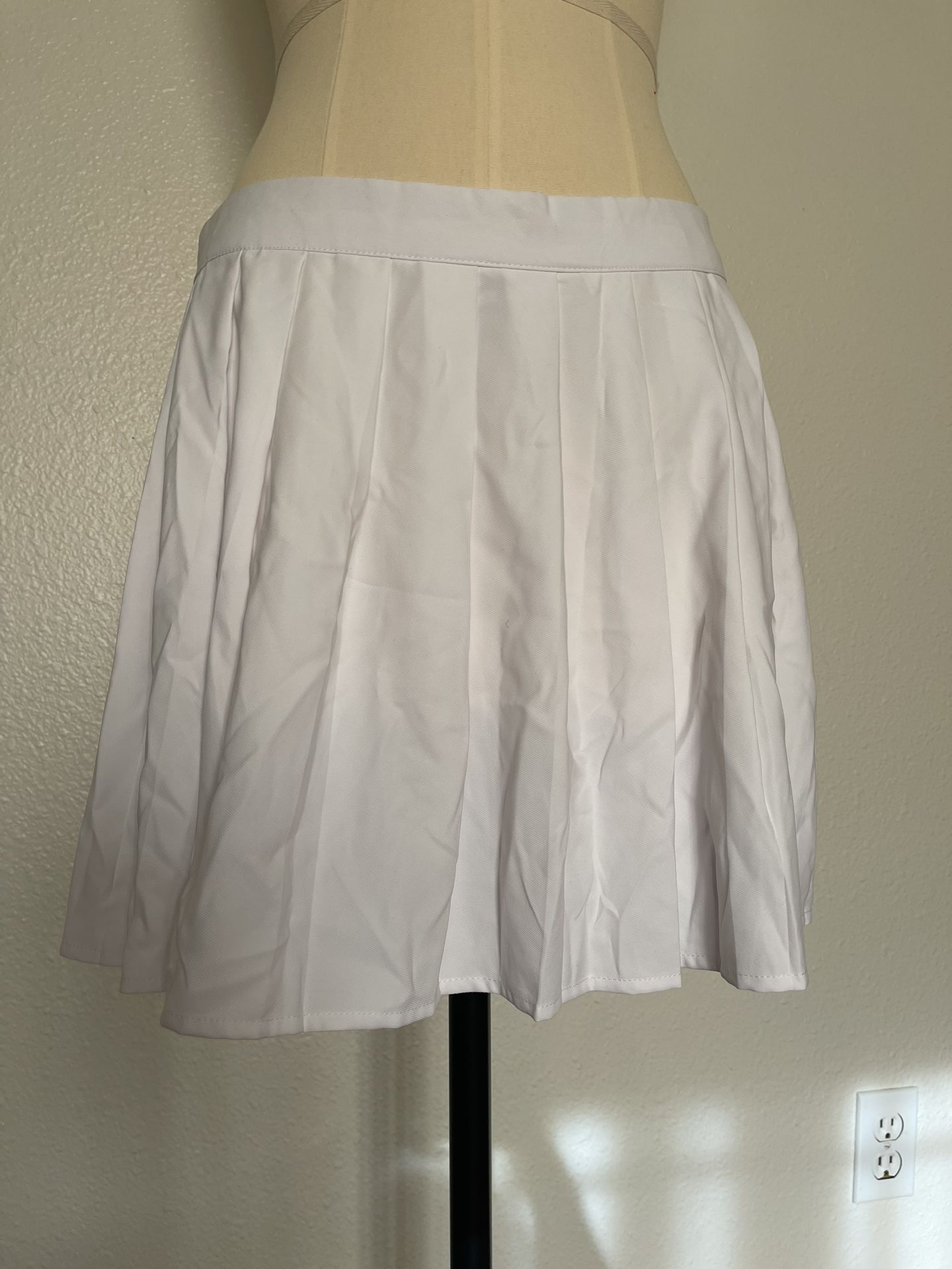 Large White Pleated Skirt