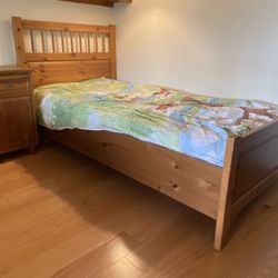 Twin Size Bed With Bedside Table