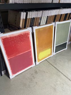 3-Piece Abstract Color Block Canvas Wall Art | Modern Minimalist Framed Canvas Prints 24” x 36” Each