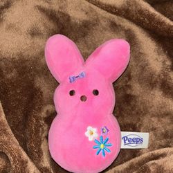 Small Pink Peep With Purple Bow And Flowers 