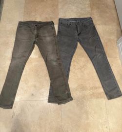 $40 Two 511 Levi's Grey Denim Jeans W34 L 32