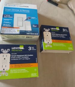 2 Leviton 15 A GFCI 3-Packs – Brand New & Smart Dimmer