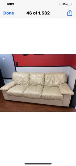 Ivory Leather Couch Set