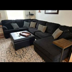Dark Gray Sectional Couch Sofa With Chaise 