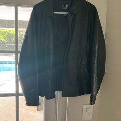 Gap vintage black leather bomber jacket.