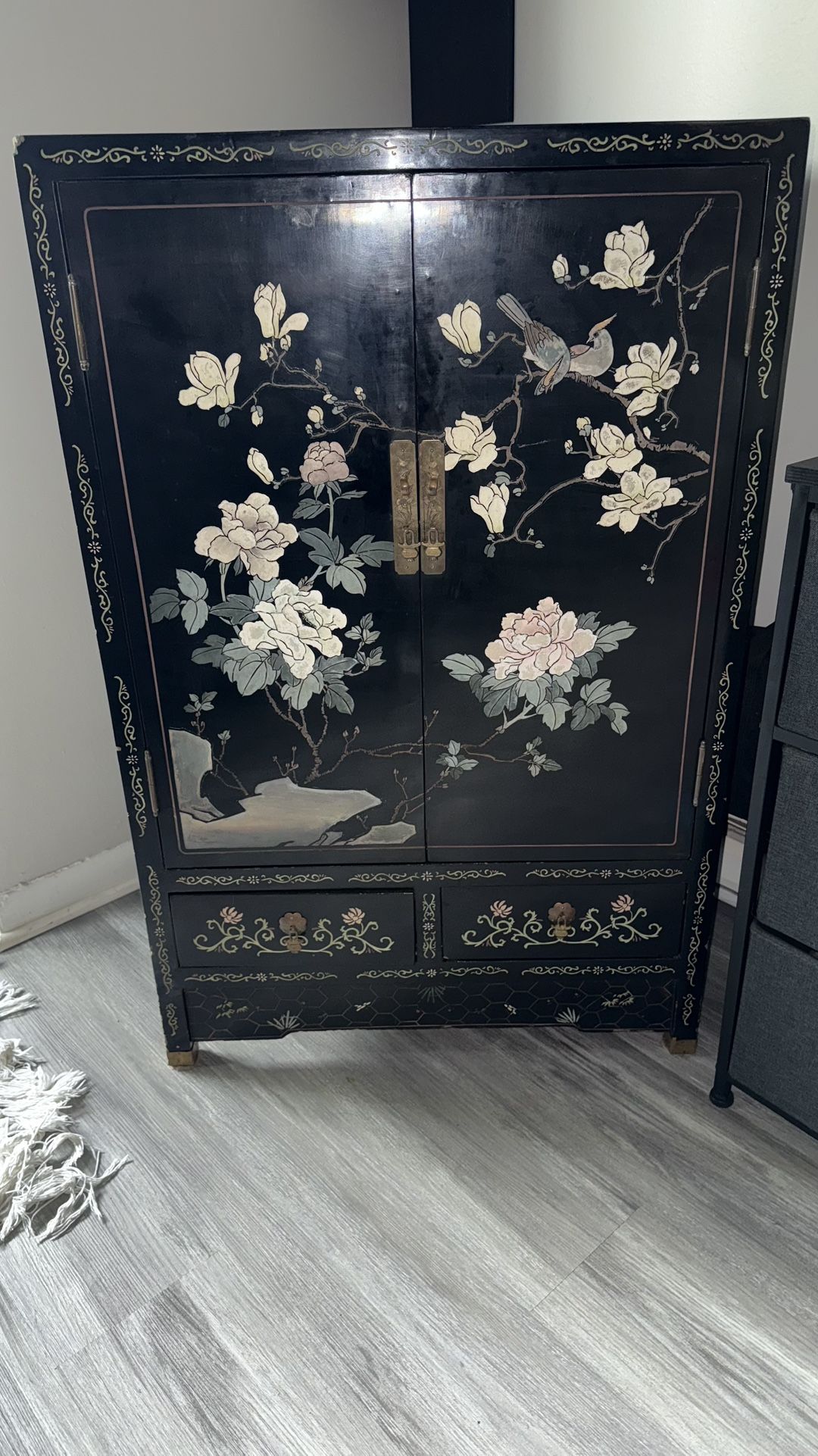 Black Chinoiserie Lacquer Cabinet