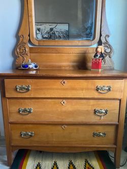 Antique oak dresser with mirror