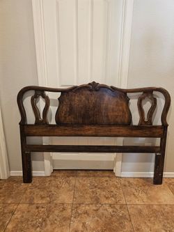 Dark Finish Headboard & 5 Drawer Dresser
