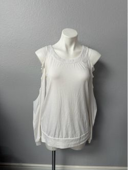 White Cutout Sleeve Top S