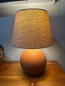 Ceramic Table Lamp with Matte Terracotta Finish & Linen Blend Shade