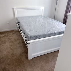 Full Solid Wood Bed With Memory Foam Mattress $480