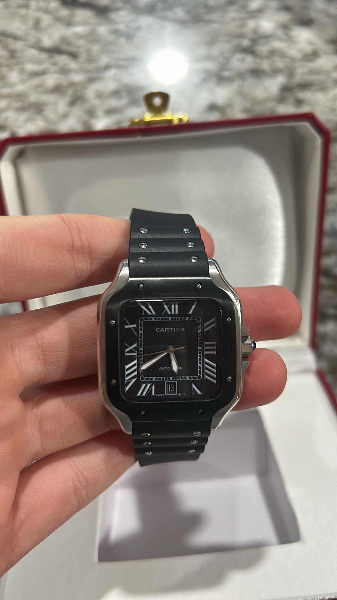 Cartier Santos WSSA0009 Watch Silver And Black