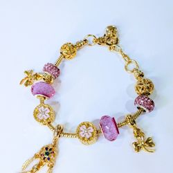 Women's 18k Gold Plated Stainless Steel Charm Bracelet 