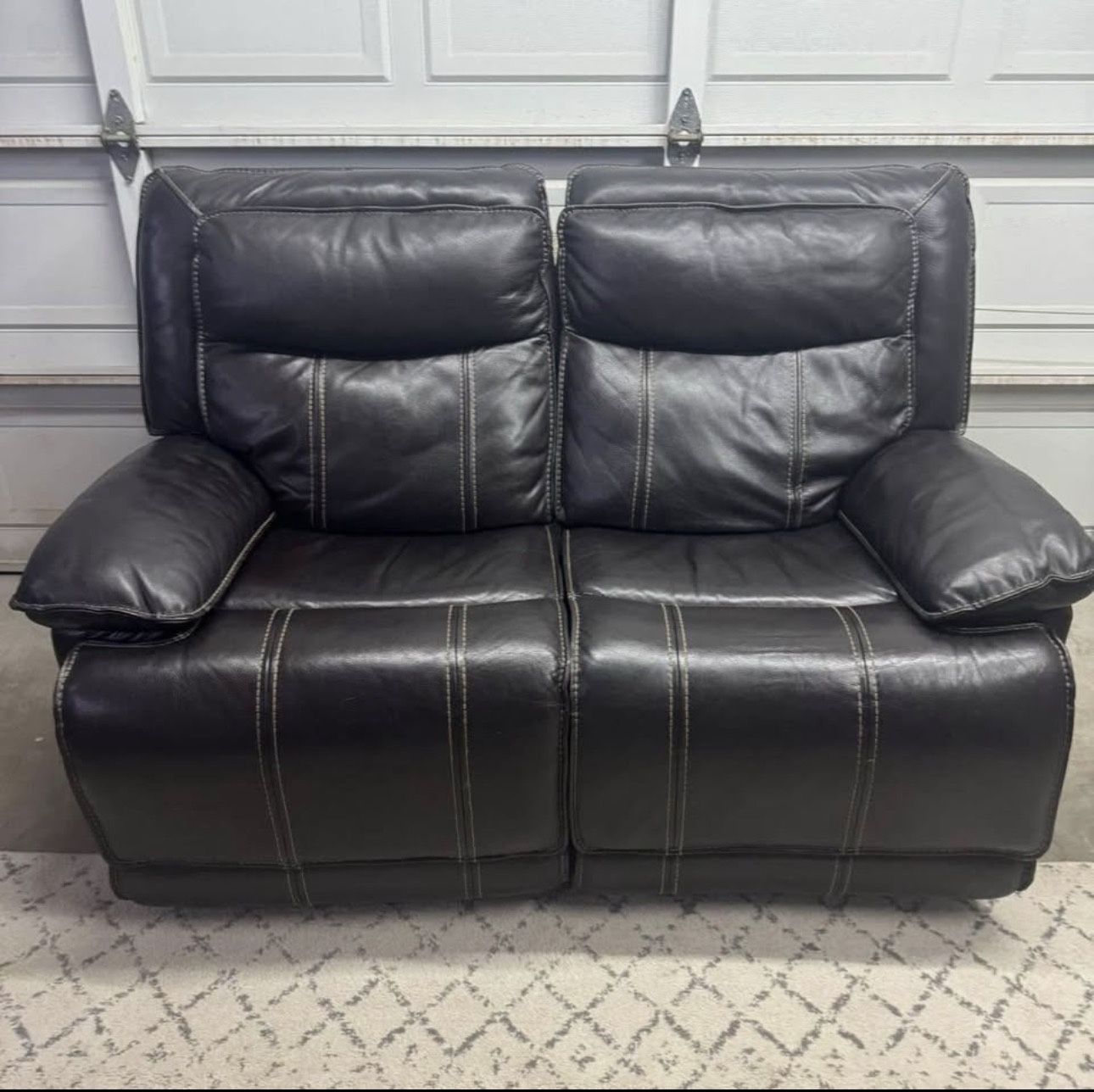 Black Leather Reclining Loveseat
