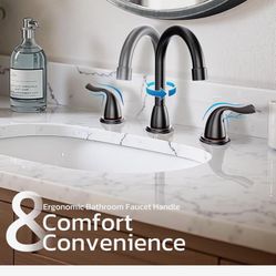 Bathroom Sink Faucet 3 Hole, Oil Rubbed Black  Bronze And  nickel Bathroom Sink Faucet 3 Hole, 8 Inch F38 Bl br $40