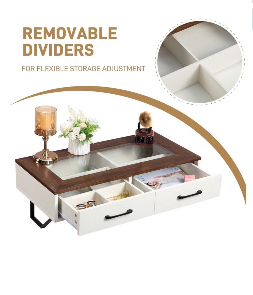 NEW Floating Makeup Drawers, Wall-Mounted Desk Vanity, Large Capacity Storage Shelves, 31.5” Hanging Table, 8 Spaces